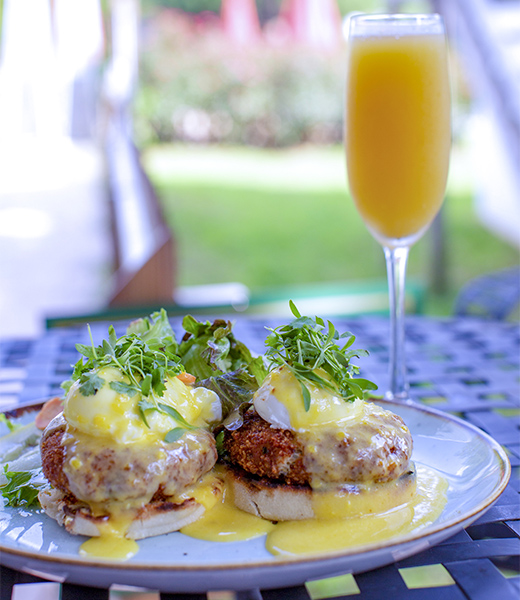 Crab Benedict with poached eggs at The Gabriel Archer Tavern in Williamsburg. | Photo by the Williamsburg Winery