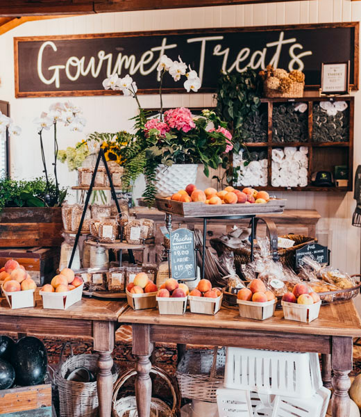 Peaches and other treats on display at Botanic