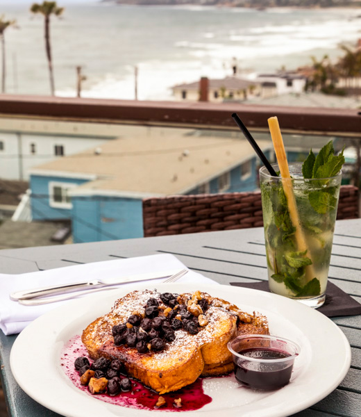 The Rooftop Lounge creme brulee French toast paired with a mojito