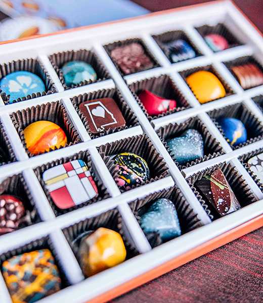 Assorted chocolates in a gift box