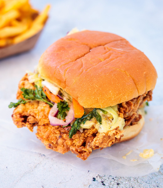 A fried chicken sandwich