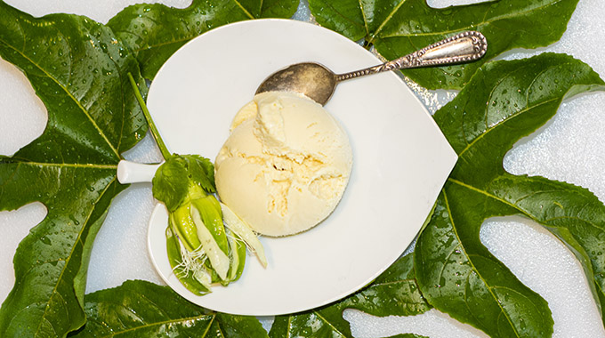 Liliko‘i (passionfruit) vegan “nice-cream.” | Photo courtesy Hawaiian Licks Frozen Vegan Dessert