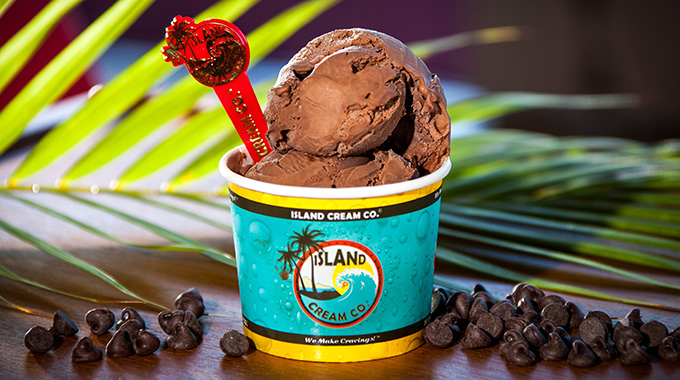 Single scoop of chocolate ice cream. | Photo courtesy Island Cream LLC
