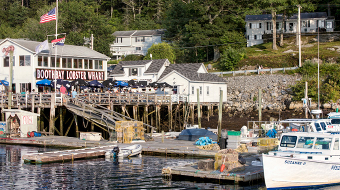 Exterior of Boothbay Lobster Wharf.
