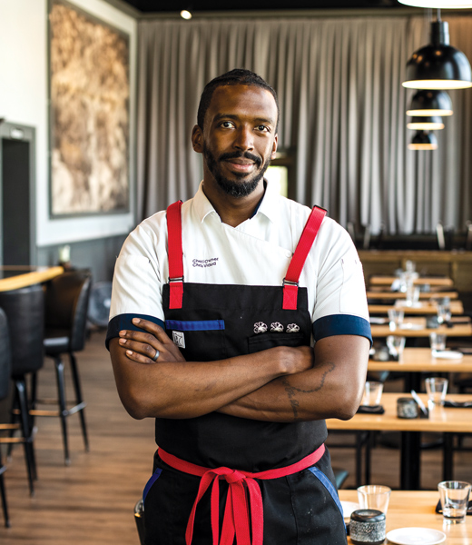 Chris Viaud inside his restaurant.