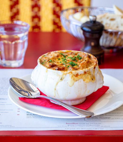 A bowl of French onion soup