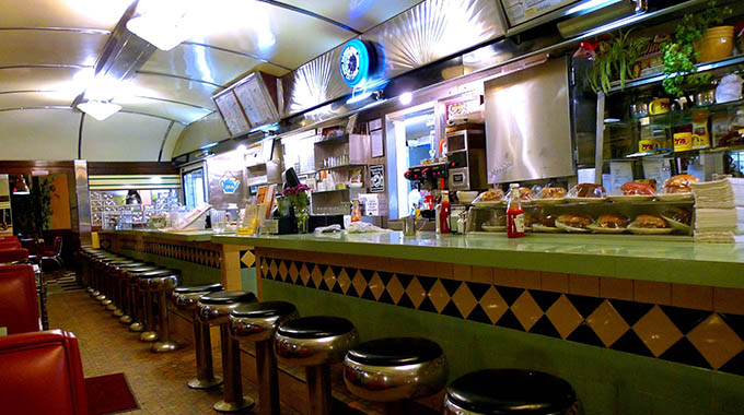 Bar seating at Bird's-Eye Diner