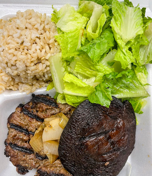 Diamond Head Market & Grill mushroom burger plate