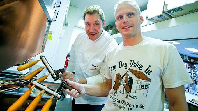 Chefs in the kitchen at Cozy Dog Drive In