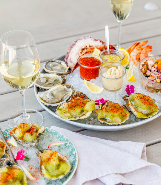 Oysters served over ice