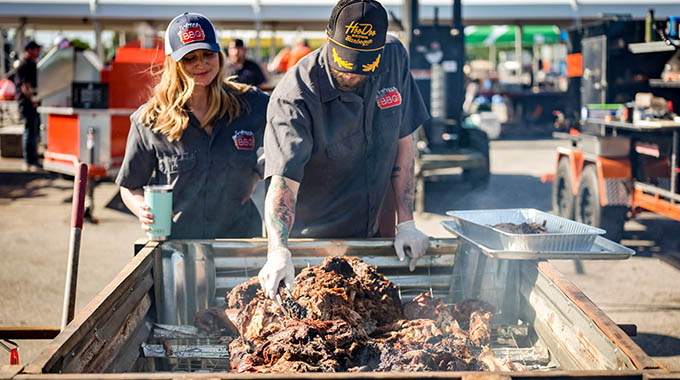 The husband-and-wife team of Patrick Feges and Erin Smith make barbecue at Feges BBQ in Houston