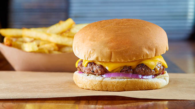 Knife Burger served with a side of fries