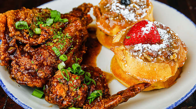 General Tso chicken and waffle at Taste Bar + Kitchen. | Photo by Jeremiah Jones