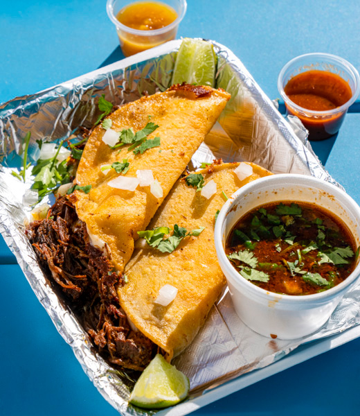 Foodies flock to Mikey V’s Tacos on the Square for its Valencia’s birria tacos.