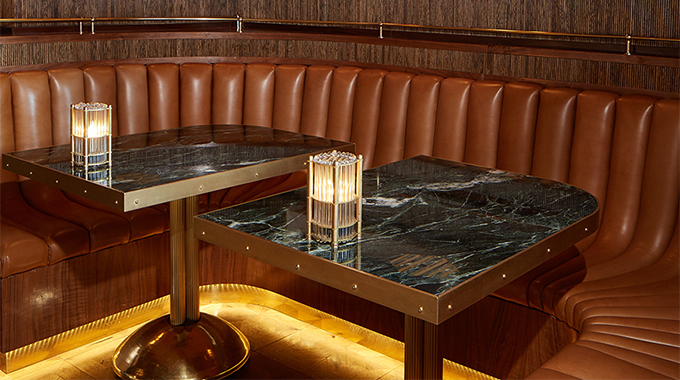 Booth seating inside Born and Raised