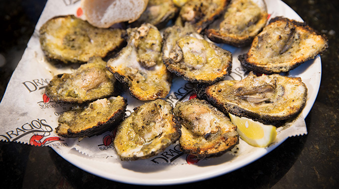 A full plate of oysters at Drago's Seafood Restaurant