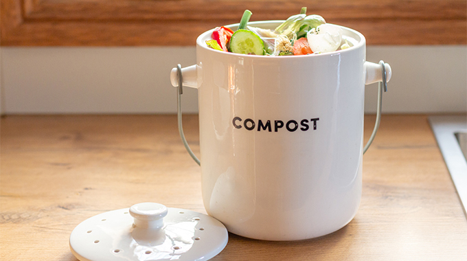 Produce inside a compost bucket