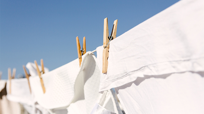 Sheets hanging on a clothesline