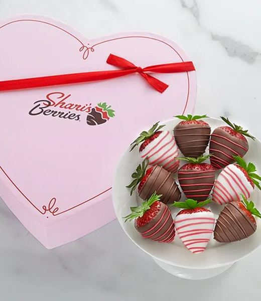 Love & Romance™ Dipped Strawberries in Heart Box