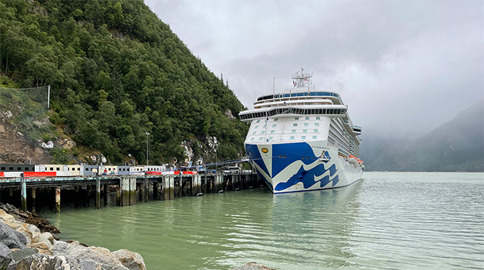 The Majestic Princess docked in Skagway, Alaska