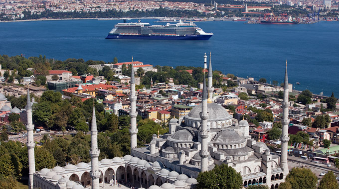 Celebrity Equinox waiting off the shore of Istanbul