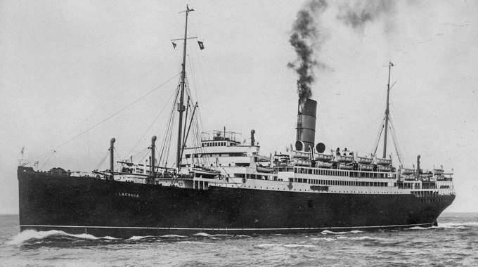 Archival photo of RMS Laconia cruise ship.