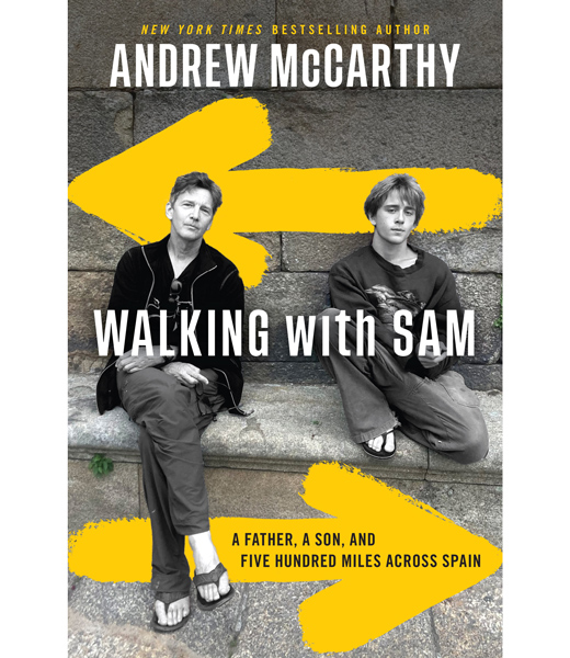 The cover of Andrew McCarthy's book Walking With Sam, showing the writer and his son