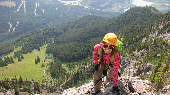 The author ascends Mount Norquay's via ferrata  in Canada's Banff National Park