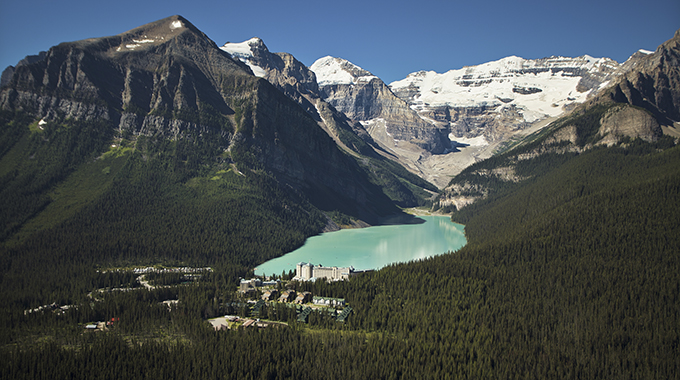 Beautiful Lake Louise is about 35 miles from Banff