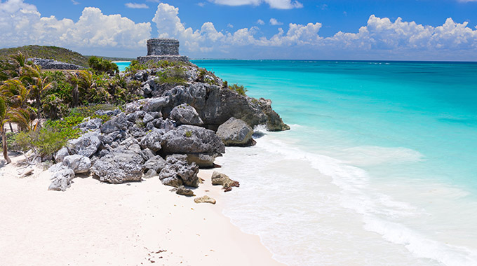 Mayan ruins at Tulum on the Caribbean coast of Mexico.