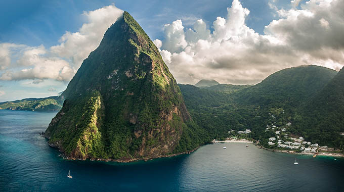 A view of Petit Piton on St. Lucia in the Caribbean Sea