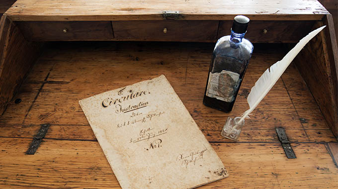 Gruber's desk at the Silent Night Museum