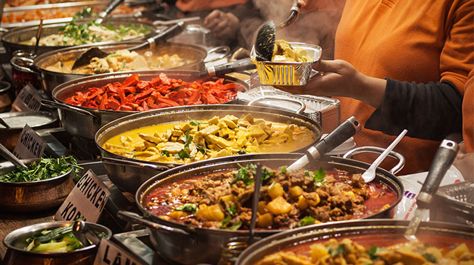 Indian food served at a London stall.