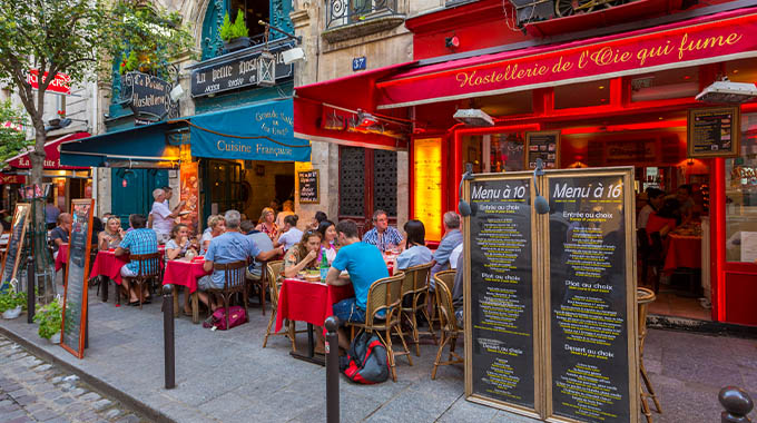 Diners in the Latin Quarter of Paris. 