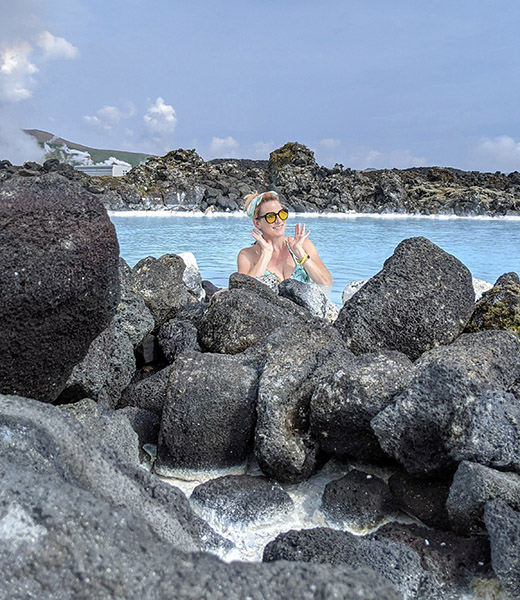 The author relaxes at the Blue Lagoon spa. | Photo courtesy of Jessica Fender