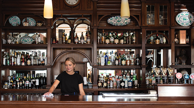 Behind the bar at Finnegan's