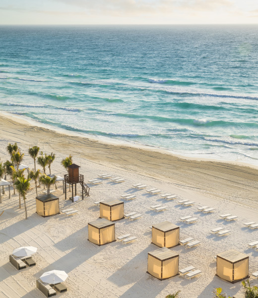 Beach cabanas at Le Blanc Spa Resort Cancun 