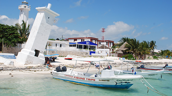 The leaning lighthouse in Puerto Morelos, Mexico. | Photo by Maribeth Mellin