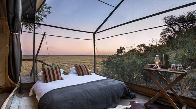 These mesh-enclosed gazebos are the very picture of suite dreams.  | Photo courtesy Linyanti Expeditions Camp