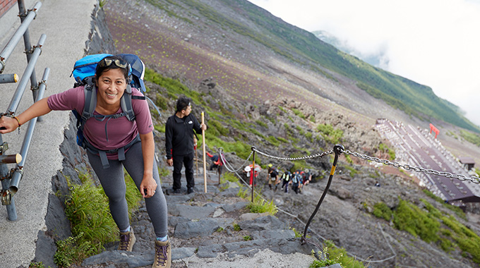 Author's wife, Lisa, approaches Station 7 on Mount Fuji. | Photo by Rob Andrew
