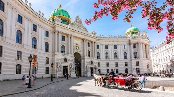 Exterior view of Hofburg Palace in Vienna, Austria.