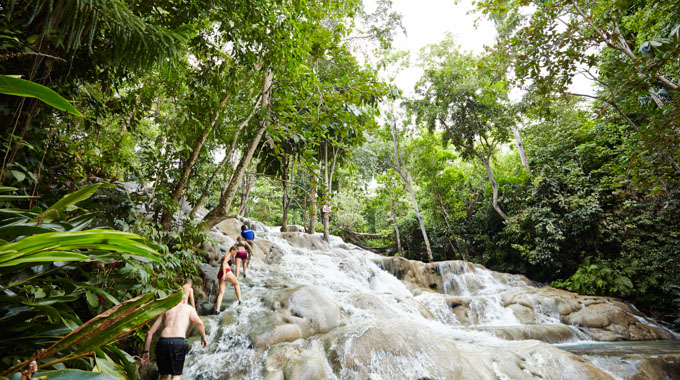 Visit Dunn River Falls in the scenic port of Ochos Rios in Jamaica