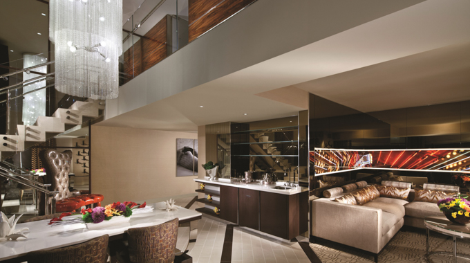 Living and dining areas inside a suite