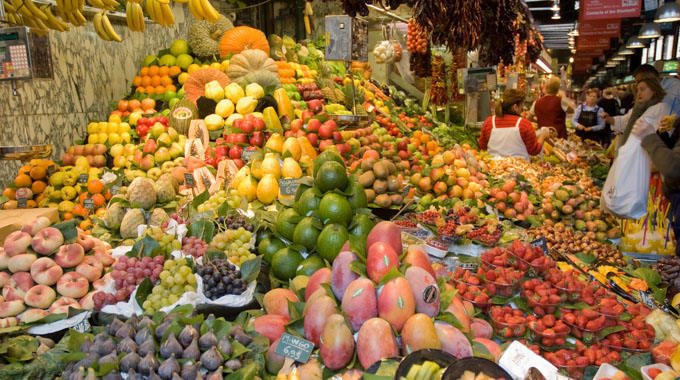Fruit stall at La Boqueria market