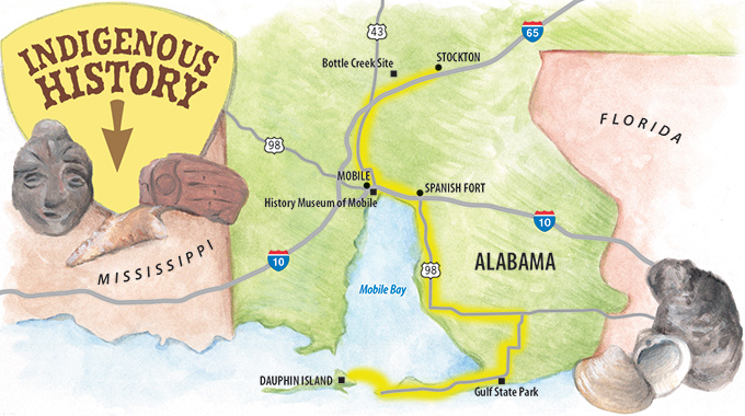 Map of road trip route from Stockton to Dauphin Island