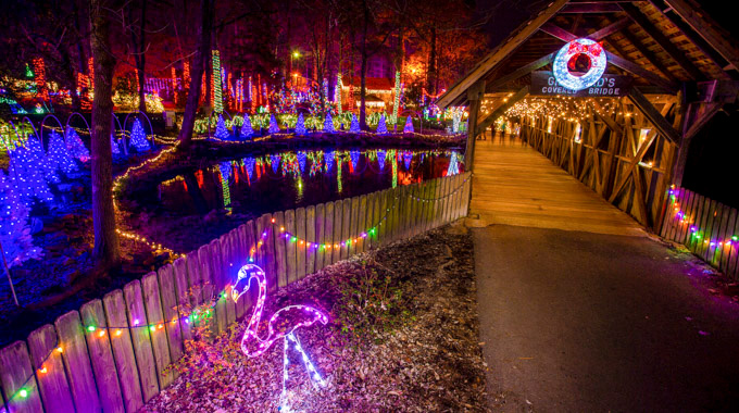 Illuminated displays at Christmas at the Falls
