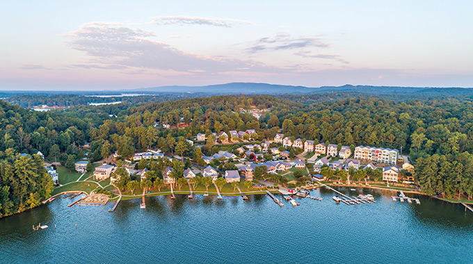 An aerial view of Chesnut Bay Resort