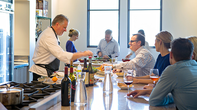 Guests at the Cooking School at the Grand Bohemian Hotel Mountain Brook. 