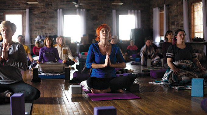 yoga at mindfulness retreat