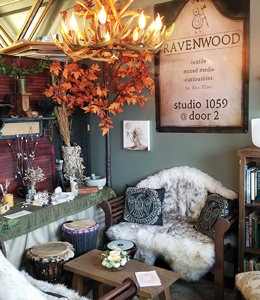 An area with cozy seating at Ravenwood Meadery